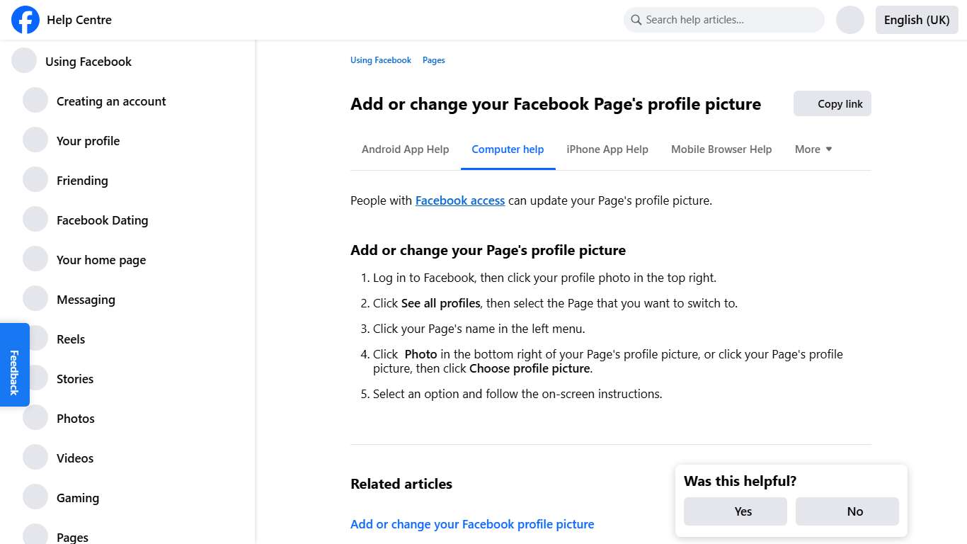 Add or change your Facebook Page's profile picture Facebook Help Centre